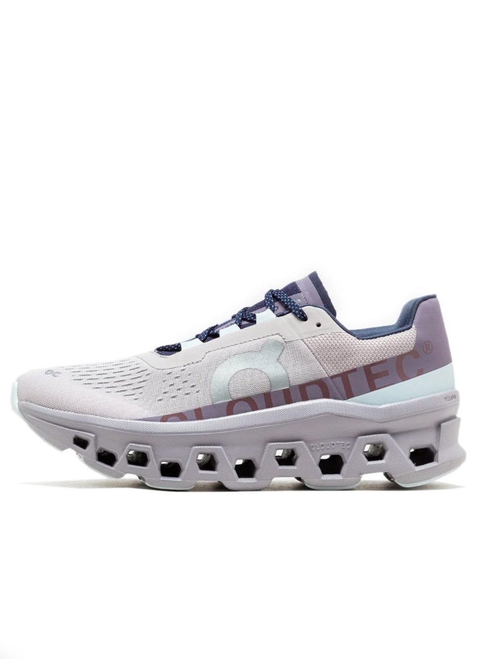 **On** Cloudmonster Running Sneakers - Women's Lavender and Navy Cloudtec
